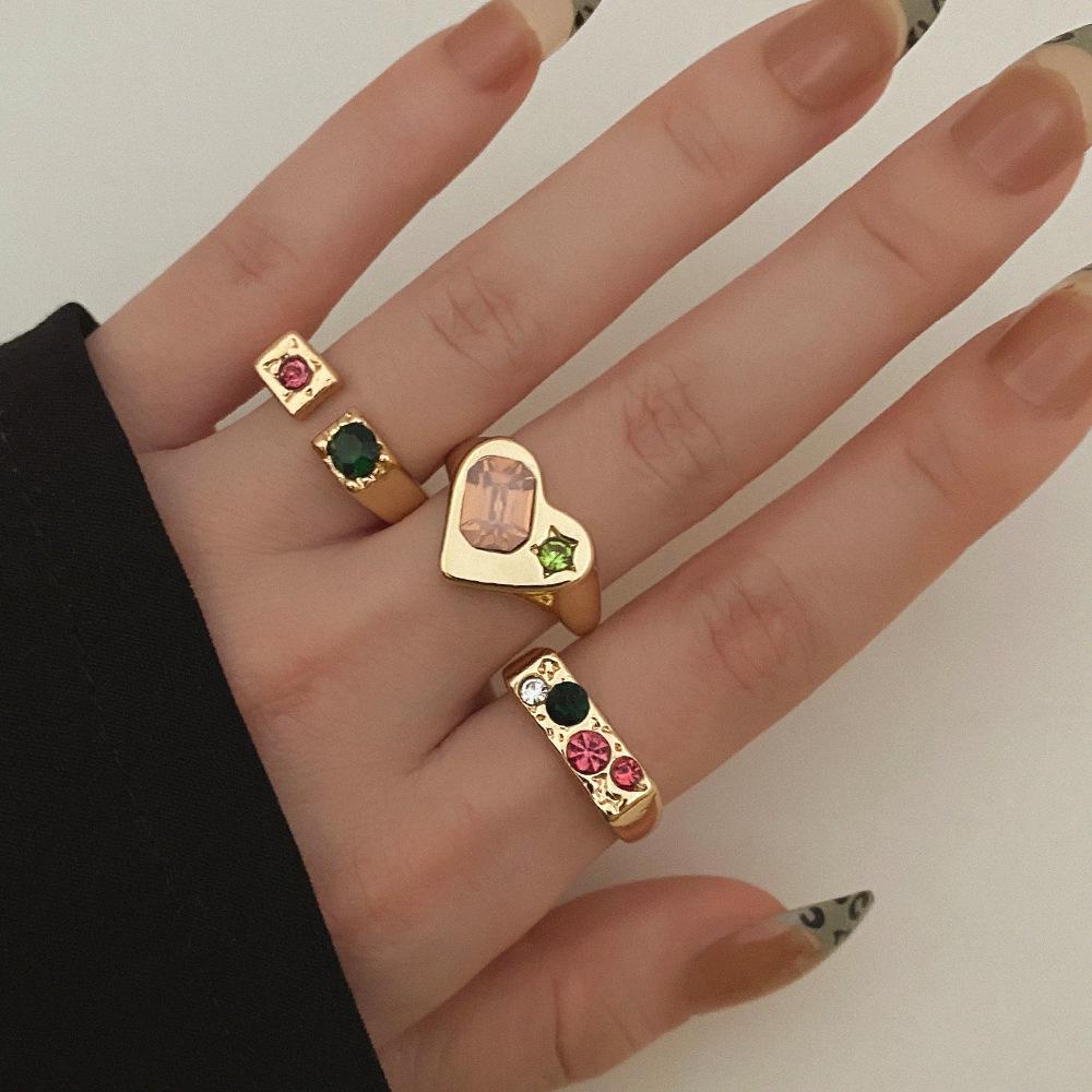 Регулируемое металлическое кольцо с сердцем из циркона для женщин – Стильный, универсальный дизайн