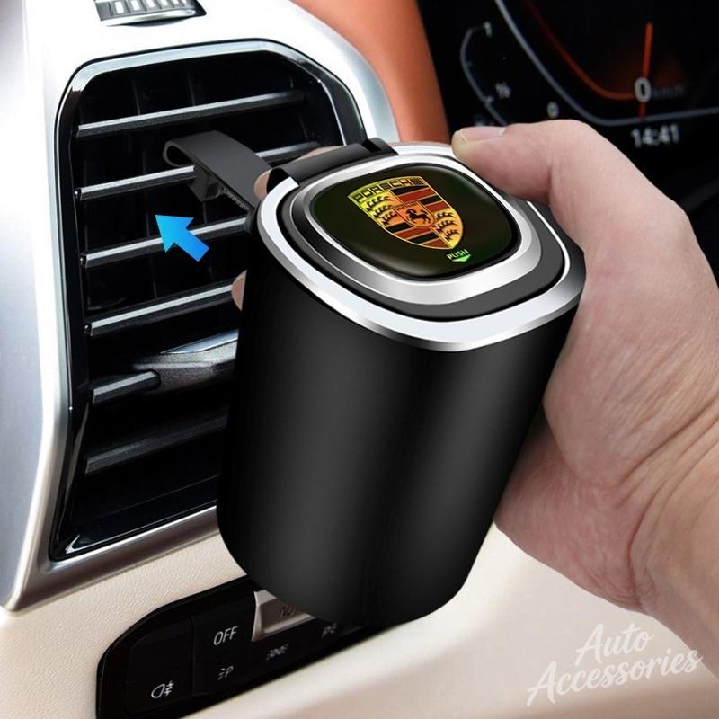 Автомобильная пепельница Креативная Личность С крышкой На вентиляционное отверстие Подвесная Со светодиодной подсветкой Для Porsche Panamera Macan Boxster Cayman 911