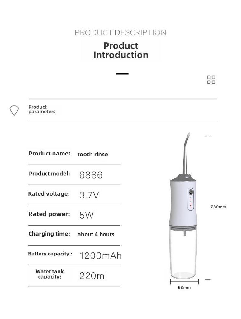 Портативный электрический ирригатор: Очиститель зубов и спрей для ухода за полостью рта.