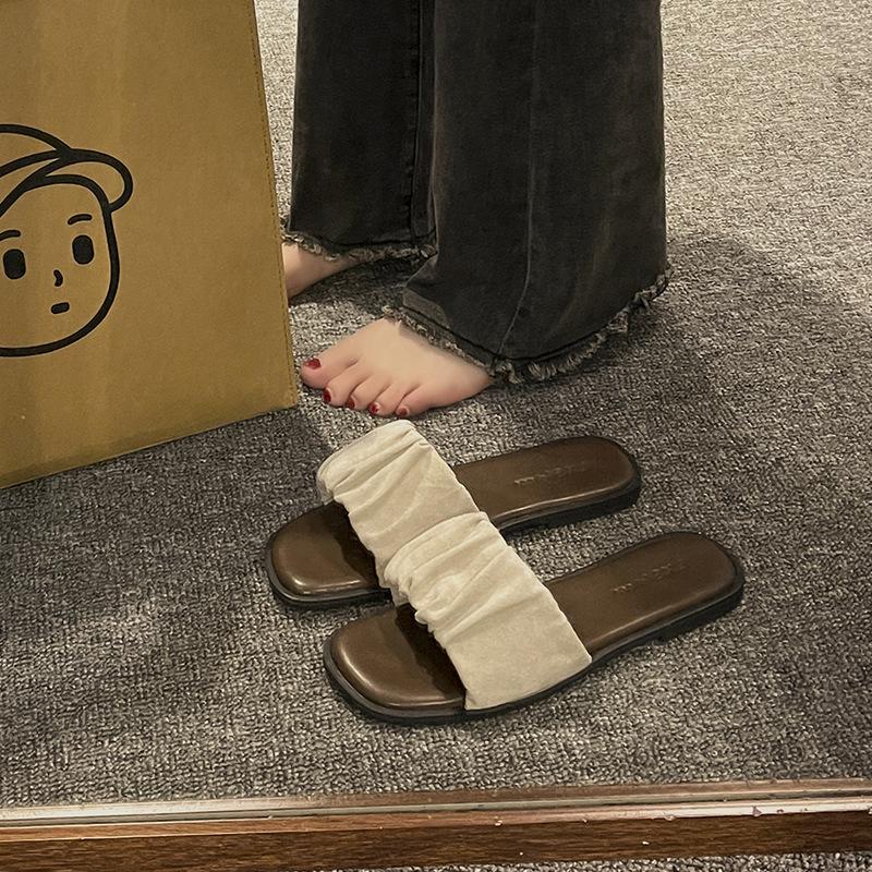 Премиальные однословные тапочки для женских летних сандалий Новогодние сандалии на плоской подошве для пляжа