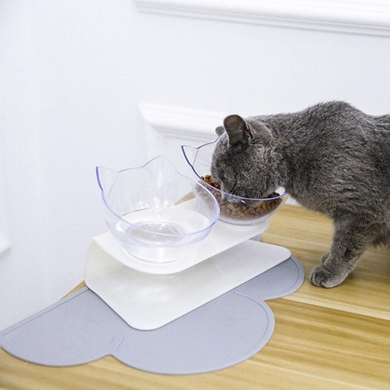 Популярная миска для домашних животных, защитная шейная чаша для кошек, прозрачная наклонная миска для кошек, брызгозащищенная и нескользящая, товары для животных