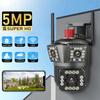 Настоящая 500 Вт 2592X1944P Трехобъективная Wi-Fi камера Super HD Беспроводная уличная 10-кратная зум Камеры наблюдения для обеспечения безопасности Автоматическое отслеживание P2P CCTV PTZ-камера