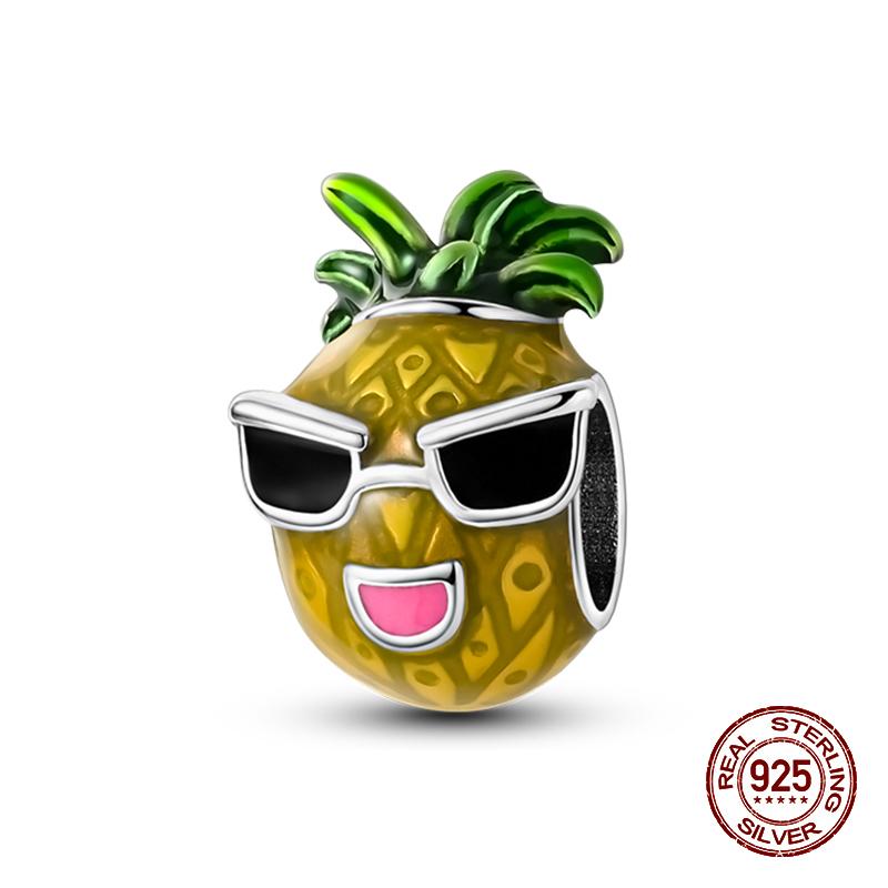 Real 925 Sterling Silver Chocolate Pizza Cake Fries Food Charms Beads Fit 925 Original Bracelets DIY Cute Jewelry Gifts