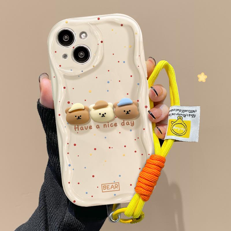 Подходит для Apple 15promax Чехол для мобильного телефона iPhone 14/13 Симпатичная трехмерная кукла-шнурок 11/12 Силиконовый Xs