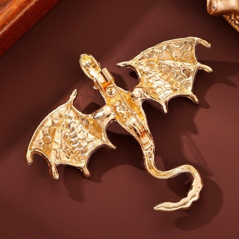 Zinc Zinc Zinc Alloy Crystal Wing Dragon Pin Colorful Rhinestone Animal Dragon Brooch  Daily Wear