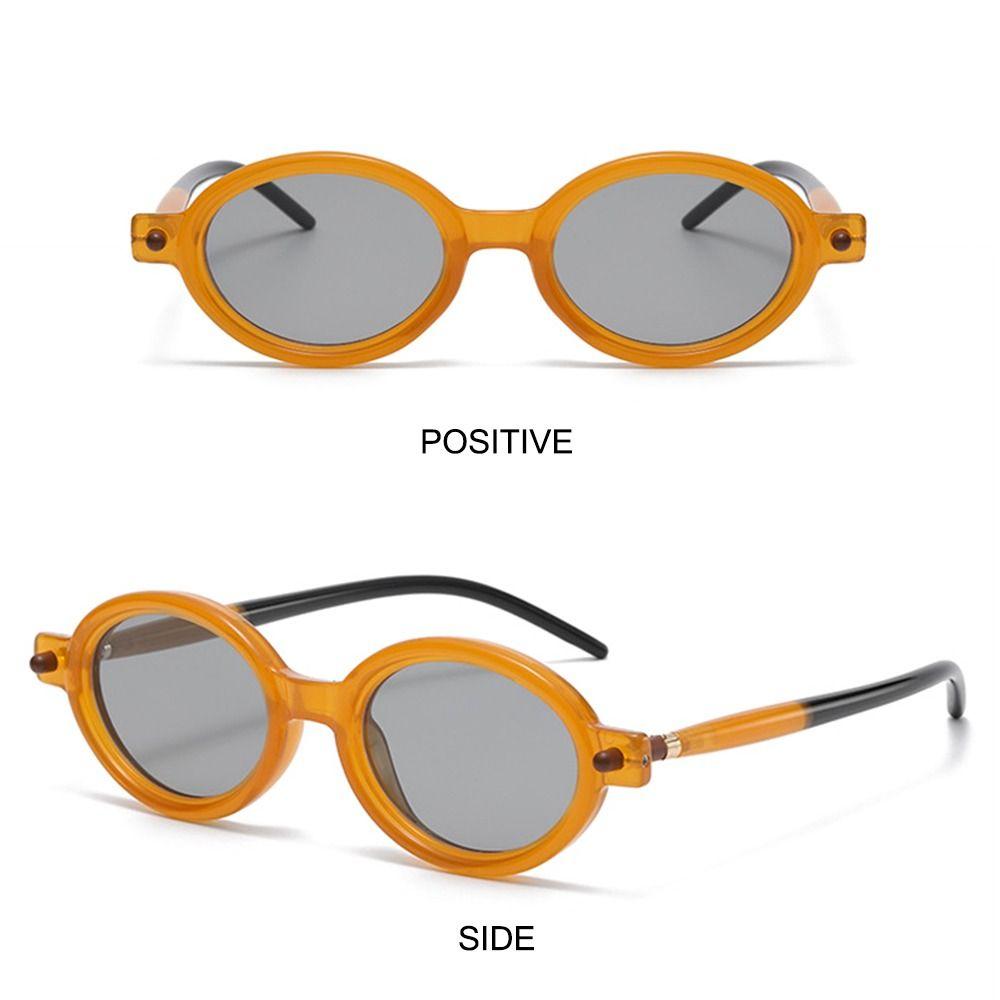 Literary Small Oval Sunglasses Punk Beach/Travel/Streetwear Glasses Flat Glasses for Women & Men