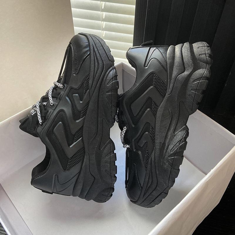 Кроссовки женские весенние женские кроссовки увеличивающие рост бежевые черные осенние массивные туфли обувь для отдыха на шнуровке Zapatillas Mujer