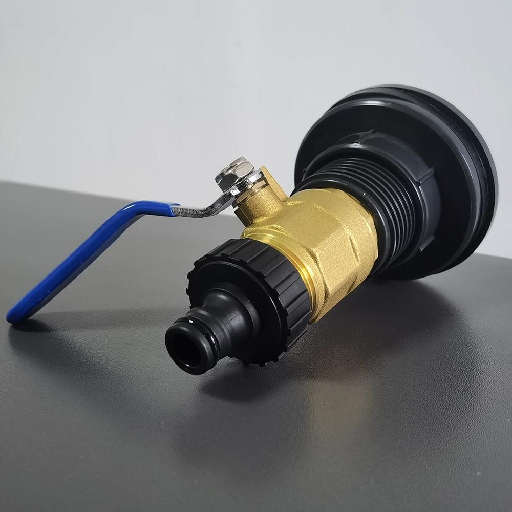 1Set 3Pc IBC water tank outlet valve nipple switch set G1 '' external threaded copper valve Plastic pacifier Garden watering