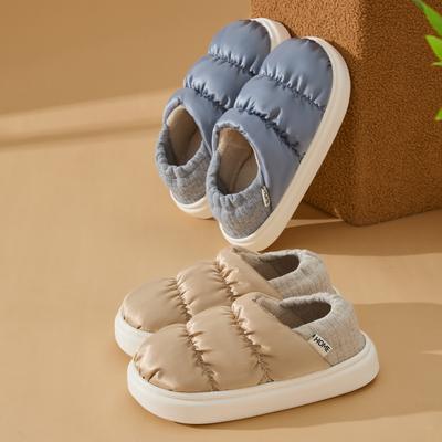 Зимние женские хлопковые тапочки плюшевые теплые на толстой подошве шлепанцы дышащие мягкие нескользящие тапочки для дома и улицы мужские хлопковые тапочки