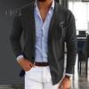Men Suit Coat Solid Color Lapel Long Sleeve Single-Breasted Design Suit Jacket with Pockets Open Front Business Workwear
