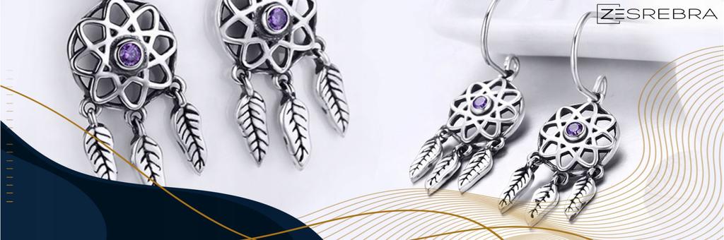 925 Dream Catcher Earrings Hanging Box Colorful Zircons