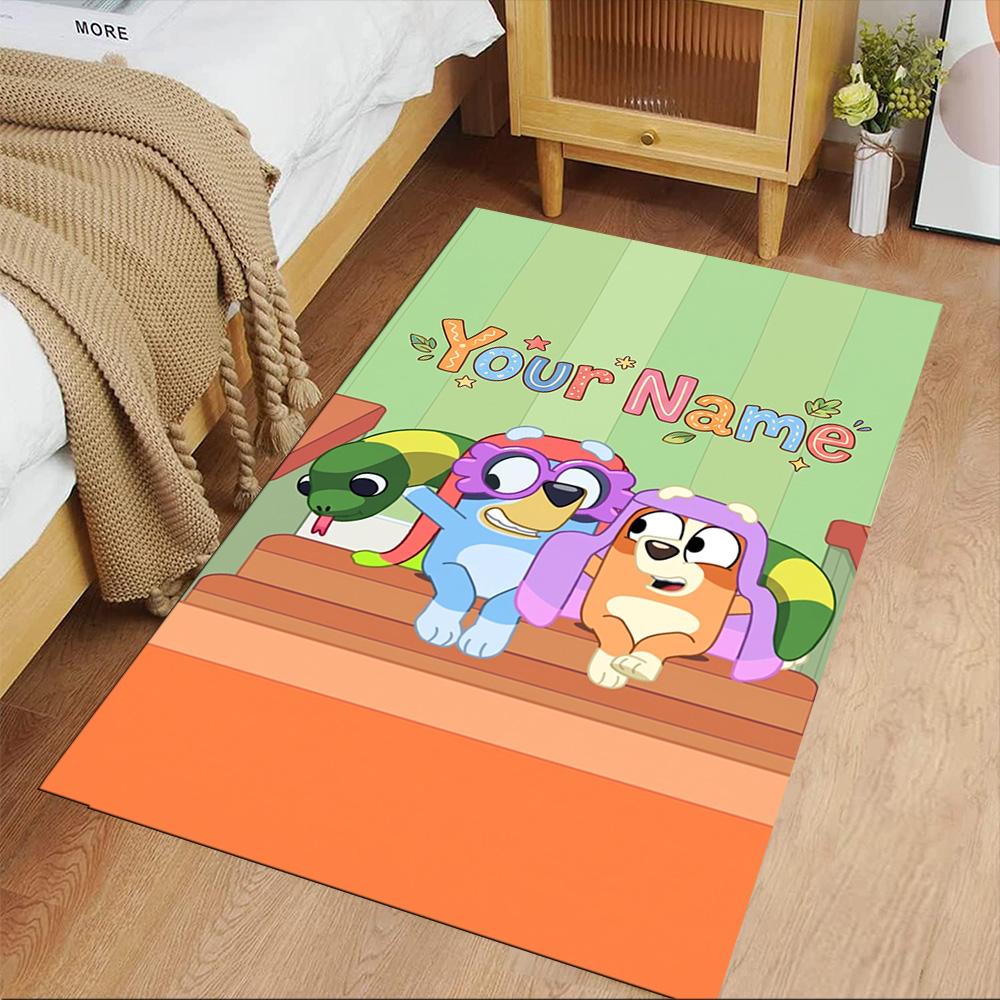Bluey Personalized Text Area Rug Suitable for Playrooms Study room Hallway Living Rooms Anti-slip Rug Office home decor Birthday/Christmas Gift