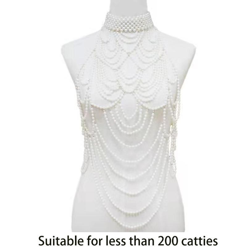 Женское многослойное жемчужное ожерелье-чокер с цепочкой для тела, регулируемое сексуальное бикини, бижутерия для тела, нагрудник для выпускного бала