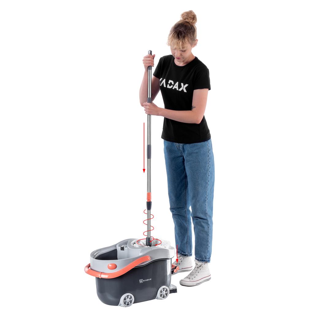KADAX Spin Mop with Bucket On Wheels 128cm Grey