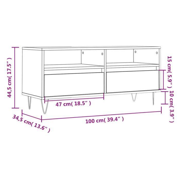 VidaXL TV Cabinet White 100x34.5x44.5 Cm Engineered Wood 831236