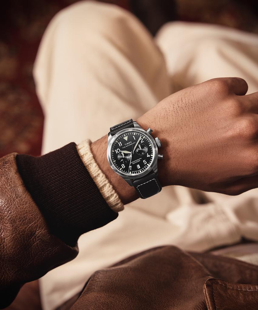 Taimaegseu Waterbury Ace Chronograph Men'S Leather Watch 41Mm
