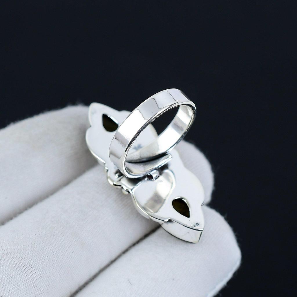 Lanradorite Gemstone Adjustable 925 Sterling Silver Ring - Fits US Sizes 6 To 10 - Handmade Boho Jewelry for Women & Men, Valentine Gifts