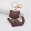 Очаровательный кожаный брелок в виде котенка - подвеска в виде счастливого кота для сумок и автомобилей