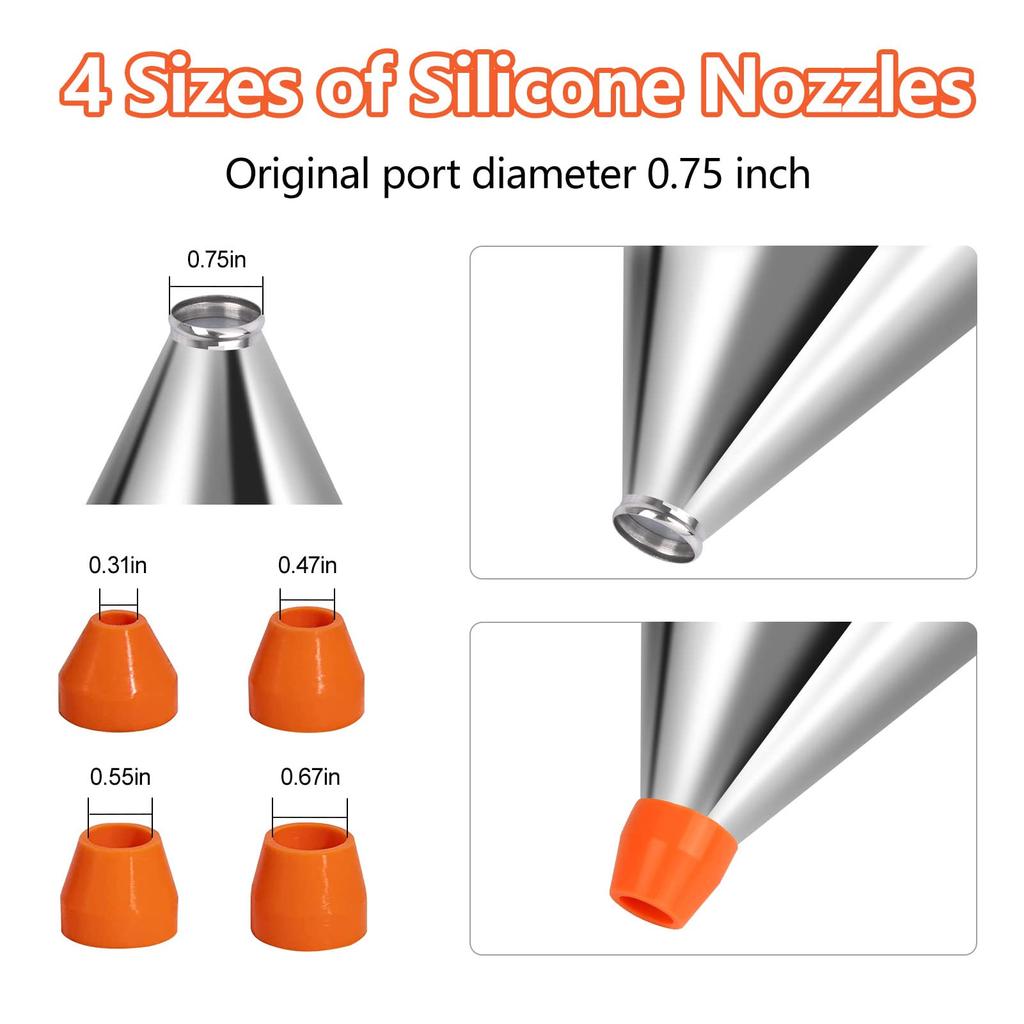 Batter Dispenser Stainless Steel Pancake Batter Dispenser with 18mm 4PCS Silicone Mouth for Pancakes Cupcakes Bakeware