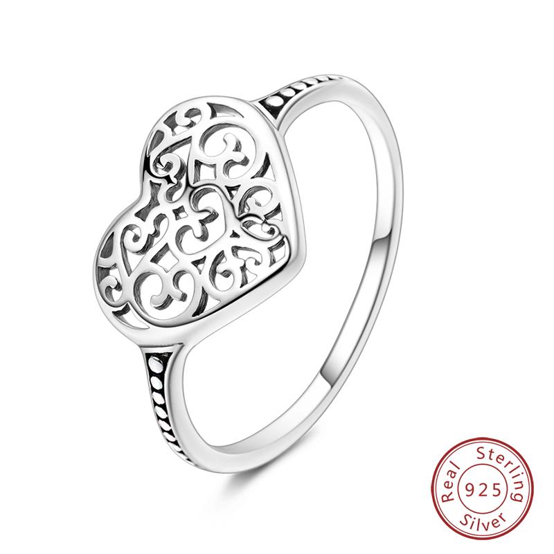 925 Sterling Silver Heart Shaped Infinite Minimalist Rings Hollow Celtic Knot Rings for Women Elegant Engagement Wedding Jewelry