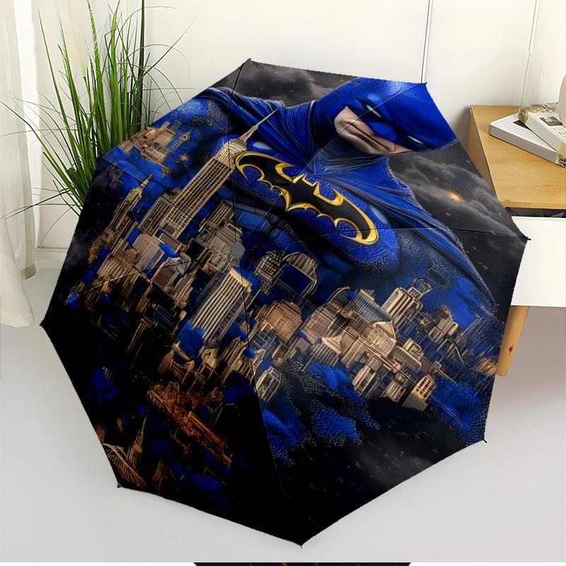 Batman Print Automatic Open Close Umbrella, Portable Foldable Umbrella, for Outdoor Commute Camping Trip, Ideal Birthday Gift