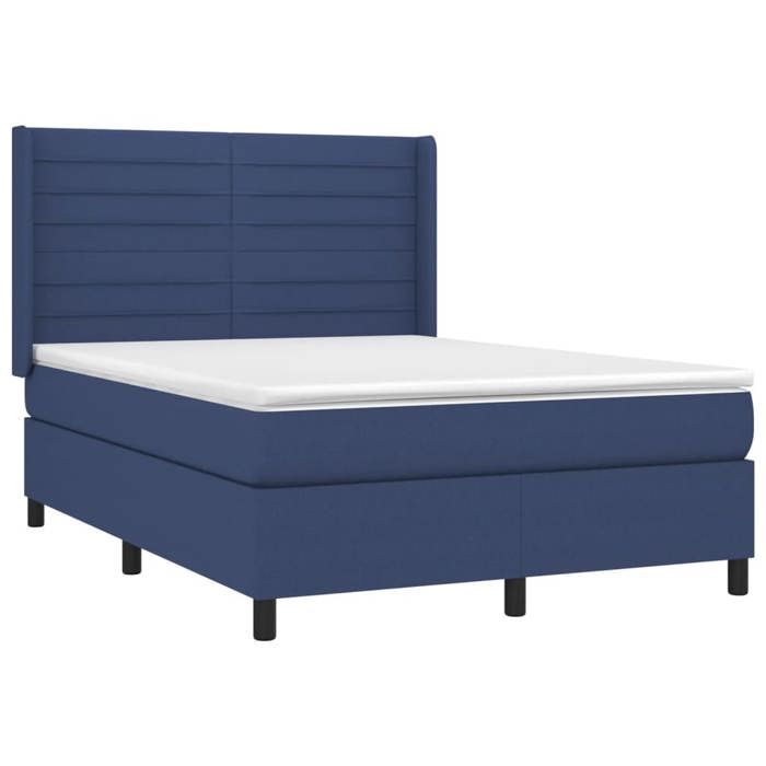 Maison Exclusive - Sommier à lattes de lit avec matelas Bleu 140x200 cm Tissu