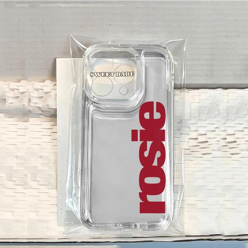 INS Корея Чехол для телефона ROSIE Для iPhone 17 16 15 14 13 12 11 Pro Max Mini SE 7 8 Plus 17E Air Ударопрочный Прозрачный Чехол Fundas