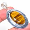 Natural Tiger Eye Gemstone Handmade 925 Sterling Silver Pendant 2.25" b6W35