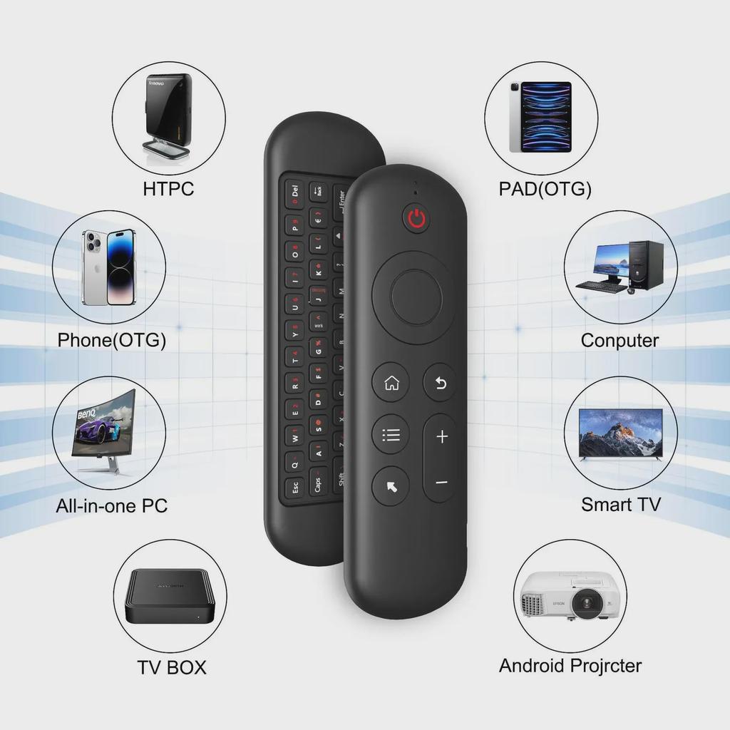 Беспроводная клавиатура Bluetooth 2.4G USB Fly Mouse с двойным режимом, инфракрасным обучением для пульта дистанционного управления телевизором, приставкой и проектором