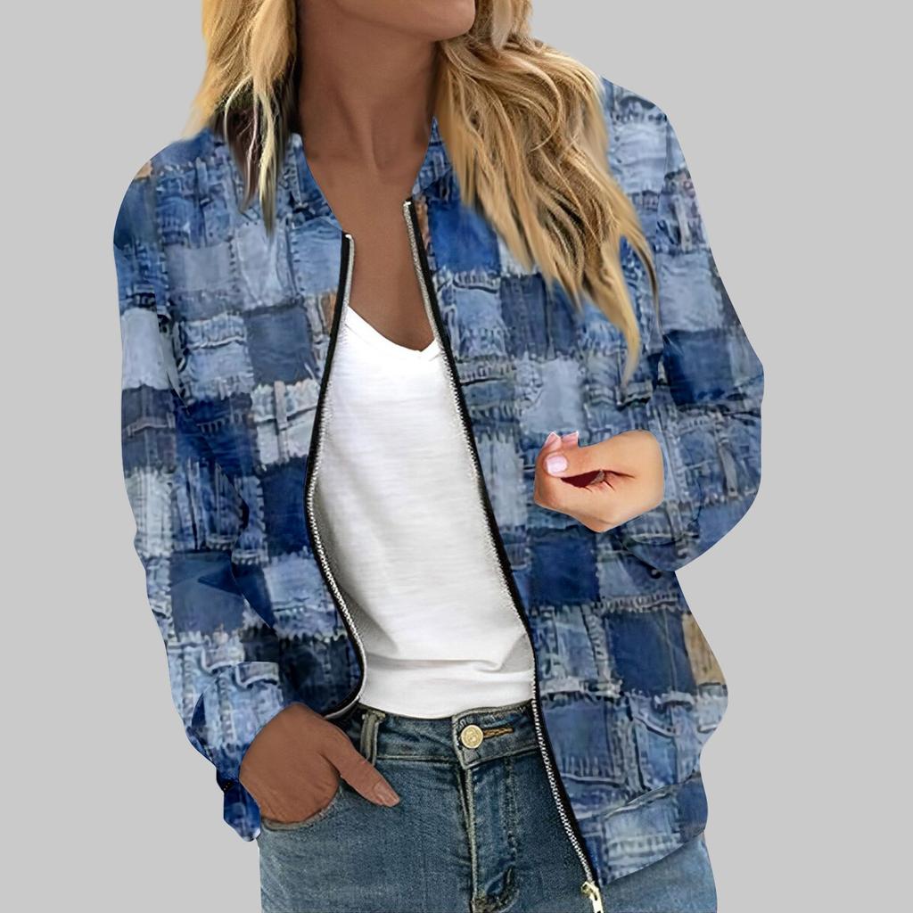 Женская верхняя одежда с длинным рукавом и принтом, повседневные топы на молнии, кардиган, рубашка, тонкая куртка для женщин