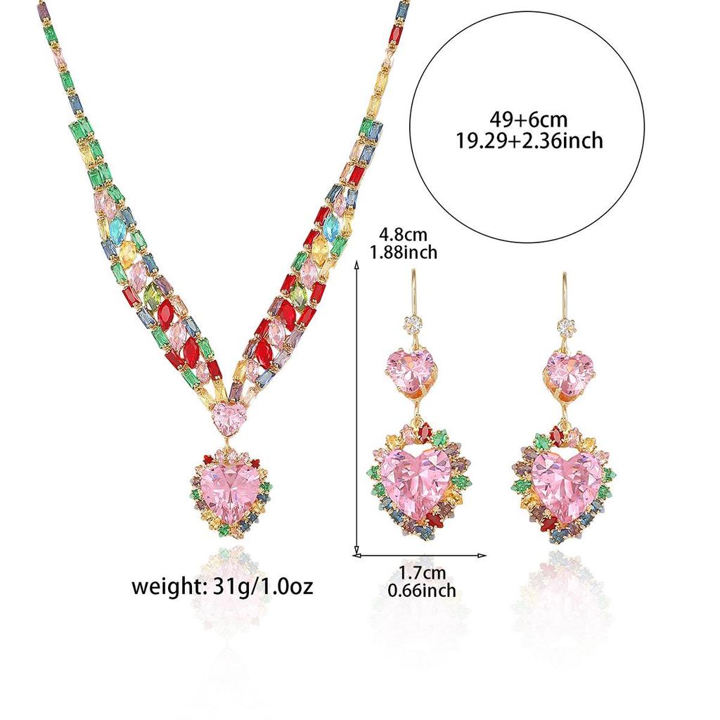 Модный набор сережек и колье с цирконами: Красочные, Свежие Модные Аксессуары