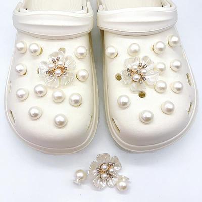 24 шт. Модные шармы для обуви для клогов Набор Аксессуары Пряжка для обуви с отверстиями Летняя Жемчужина Пятилистный цветок DIY 3D Украшения для обуви