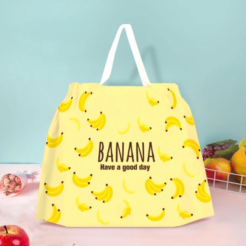 50 шт., толстая пластиковая упаковка с завязками вишни, сумка на вынос с завязками, зеленая, синяя, с ручными ручками, сумки для фруктов, мультяшный медведь, комплект, карман