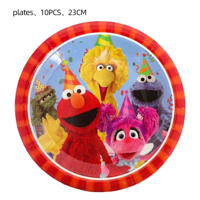 Cartoon Sesames Street Birthday Party Decoration Elmo Disposable Party Plate Latex Balloons Tablecloth Baby Shower Party Supplie