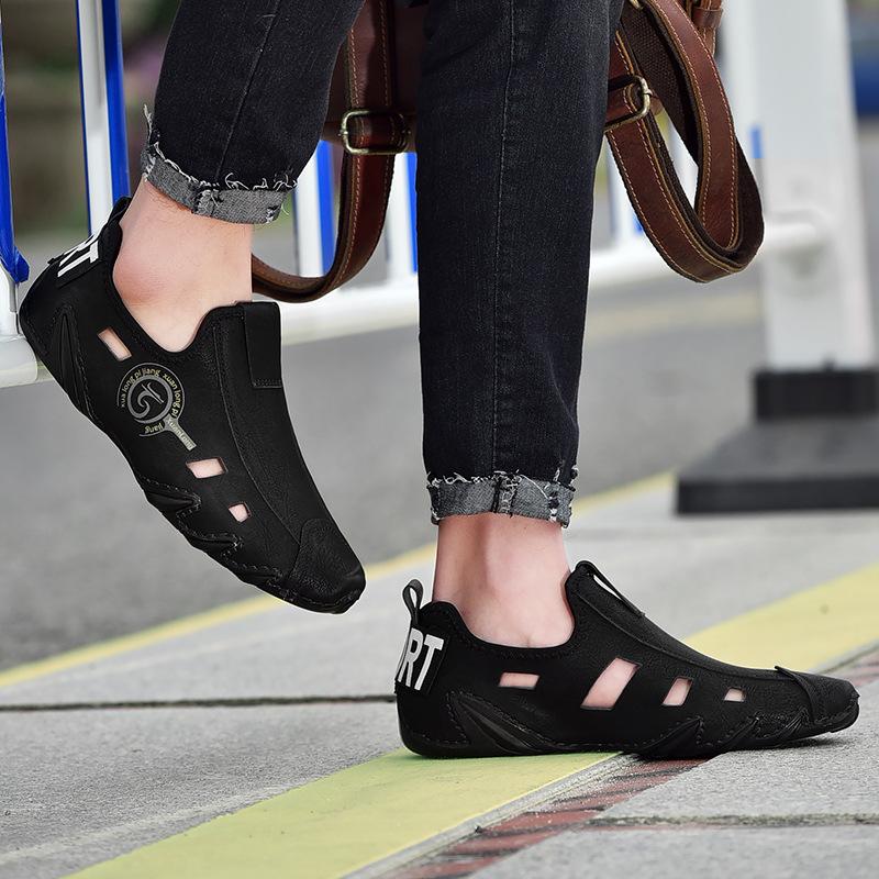 Модная мужская летняя обувь, кроссовки, большой размер 38-48, мягкая подошва, удобная перфорированная обувь из коровьей кожи, обувь для вождения, роскошная дизайнерская обувь