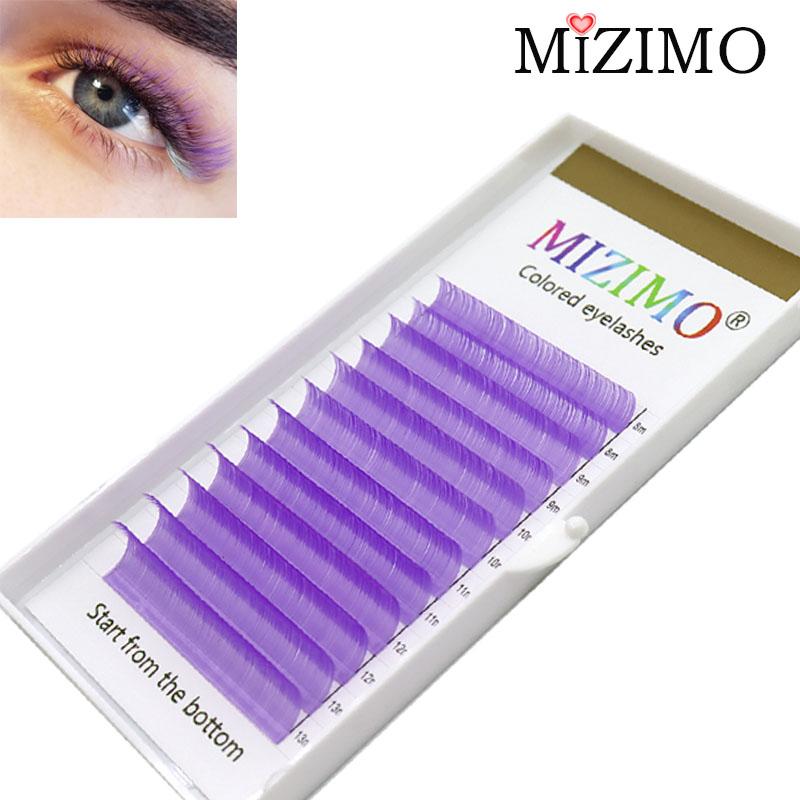 Цвет, прививка, накладные ресницы, кончик фиолетовой орхидеи 0,07 мм, C/D, смешанная длина, макияж, наращивание.