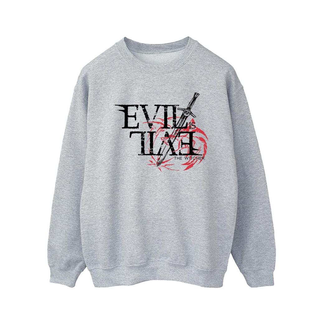 Netflix Mens The Witcher Evil Is Evil Sweatshirt