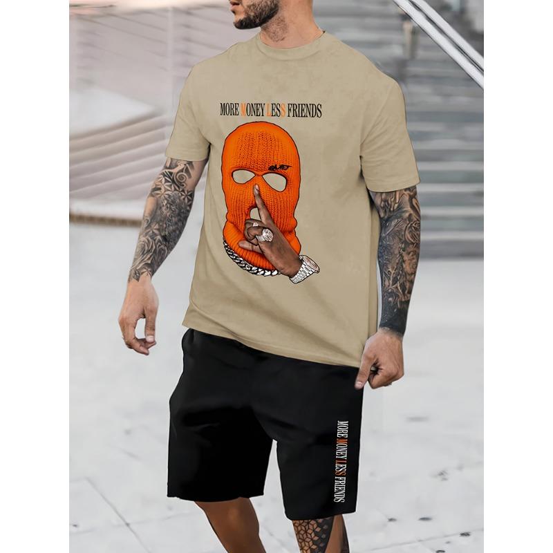 Мужской повседневный комплект одежды, желтая футболка с принтом утки и пляжные шорты, летние уличные модные спортивные шорты с короткими рукавами