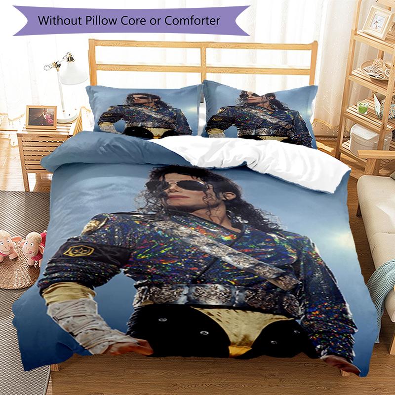 3pcs Michael Jackson Bedding Set Duvet Cover Closure Includes 1 Duvet Cover & 2 Pillowcases, Soft and Comfortable for All Seasons.