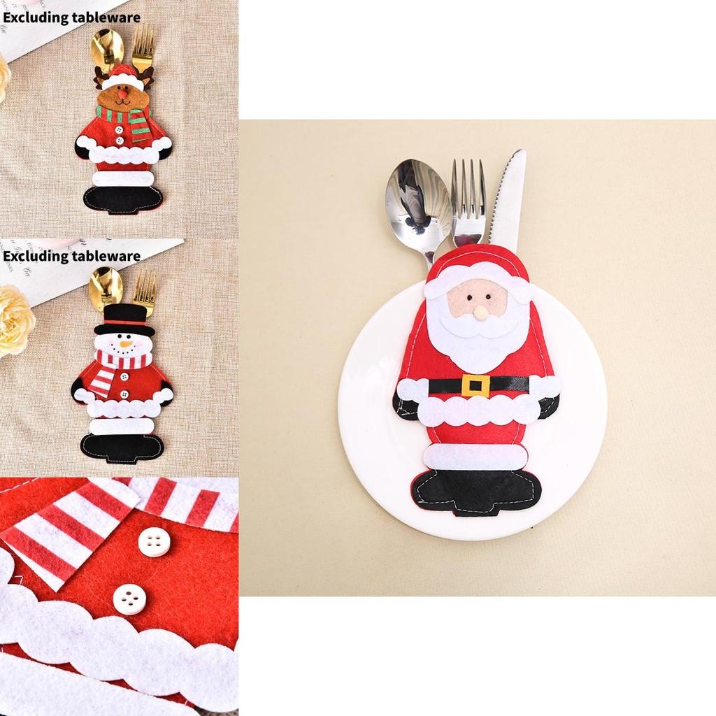 Очаровательные рождественские мешочки для столовых приборов с Санта-Клаусом для праздничного ужина