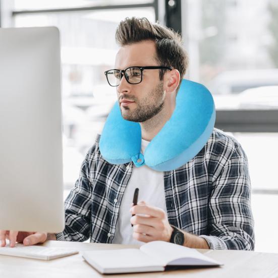 Подушка U-образной формы с эффектом памяти, толстая, эластичная, медленно отскакивающая, с подвесным кольцом, регулируемая подушка для шеи