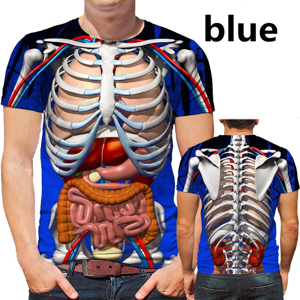 Funny Cosplay Male Skeleton Internal Organs 3D Printed T-Shirt Fashion Short-Sleeved Gothic Skull Men T Shirt
