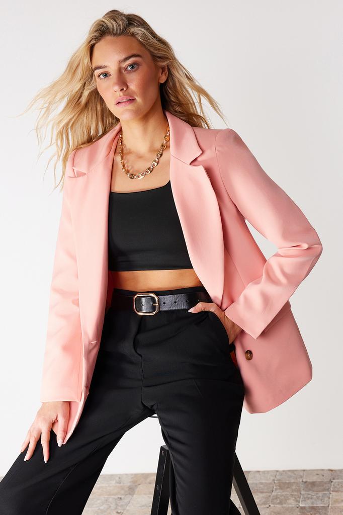 Women's Fashion Blazer Jacket Coat Lapel Long White Oversize Lined Woven Blazer Jacket