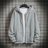Men Hooded Jacket Zip-up Loose Sweatshirt Jacket Solid Color Casual Spring Autumn Hoodie for Sports School Street Daily Wear