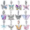 Genuine 925 Sterling Silver Colorful Butterfly Dragonfly Charms Beads Fit 925 Bracelets Fine Jewelry Making