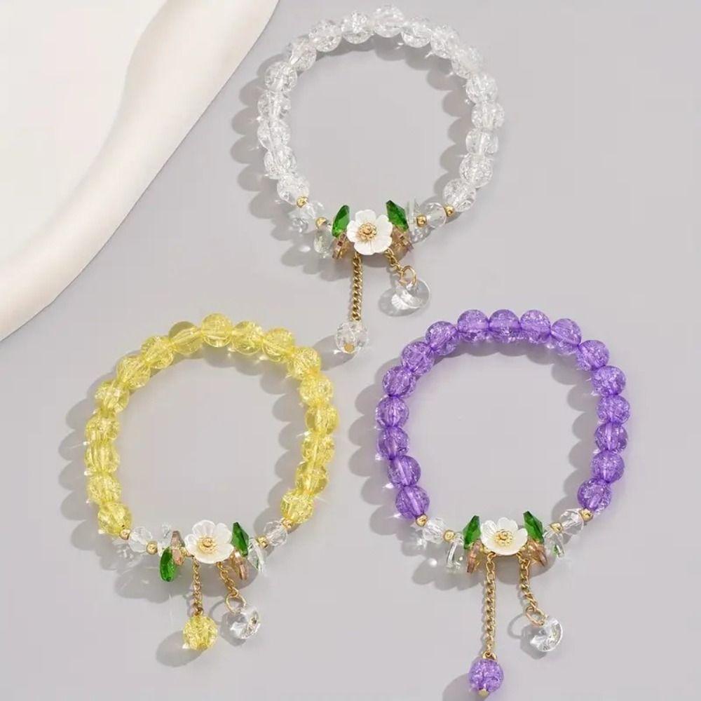 Милый браслет из стеклянных бусин с подвеской «Камелия» в корейском стиле, модный женский браслет для девочек