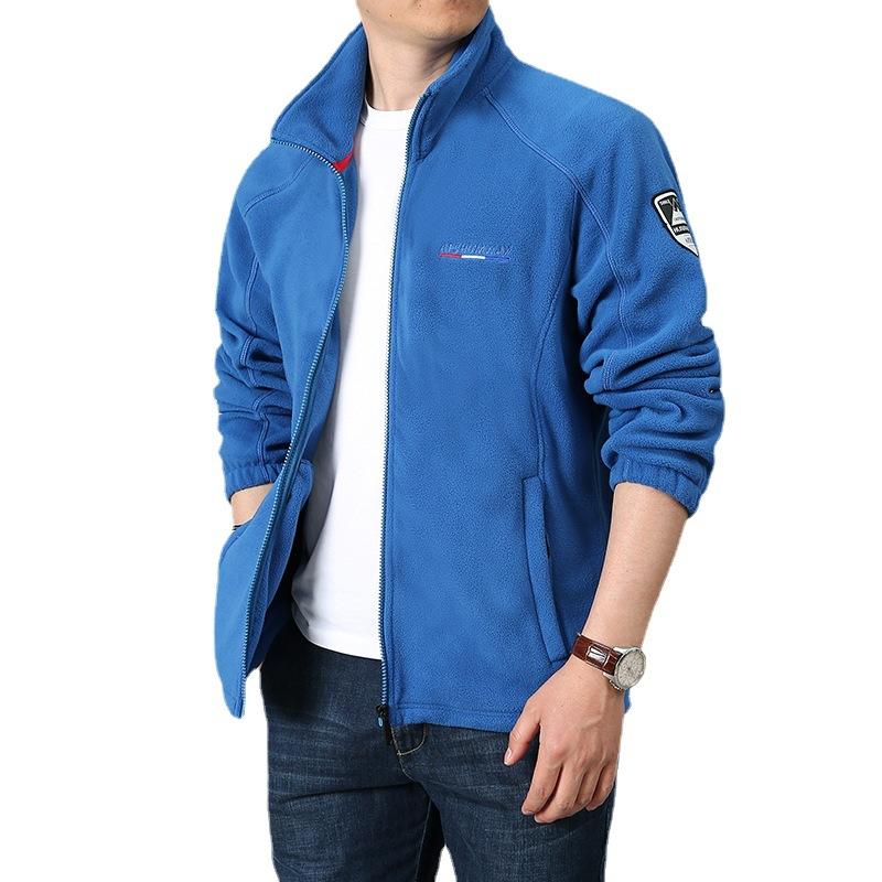 Весна и осень Новая мужская теплая толстая флисовая куртка без капюшона свободная куртка