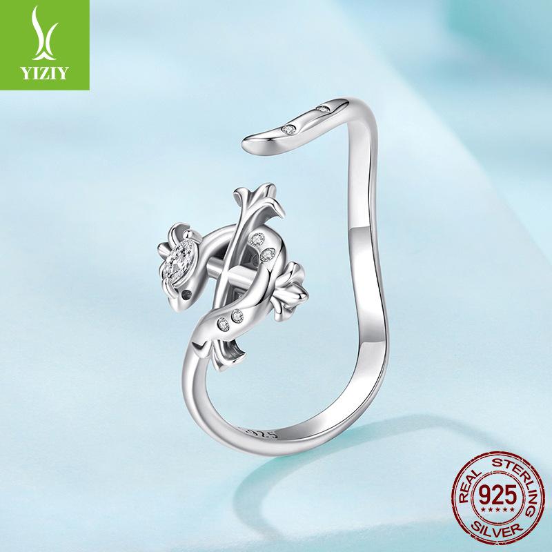 S925 Sterling Silver Iris Snake Open Ring, Personalized Vintage Cross Lucky Ring Jewelry