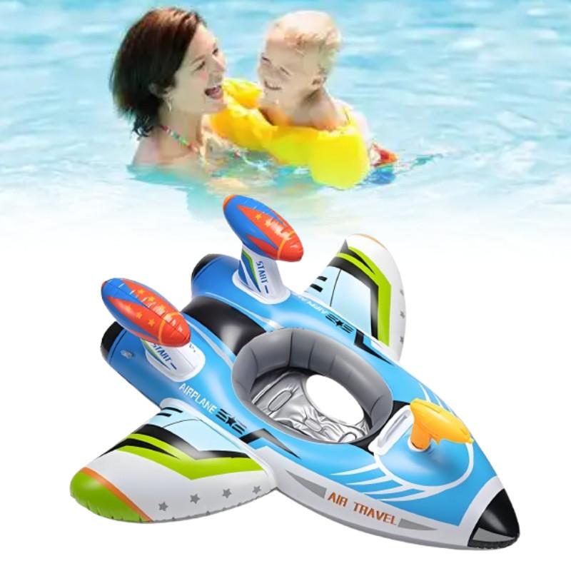 Детский плавательный круг в виде самолета Надувной плавательный круг Сиденье Материал Экологичный
