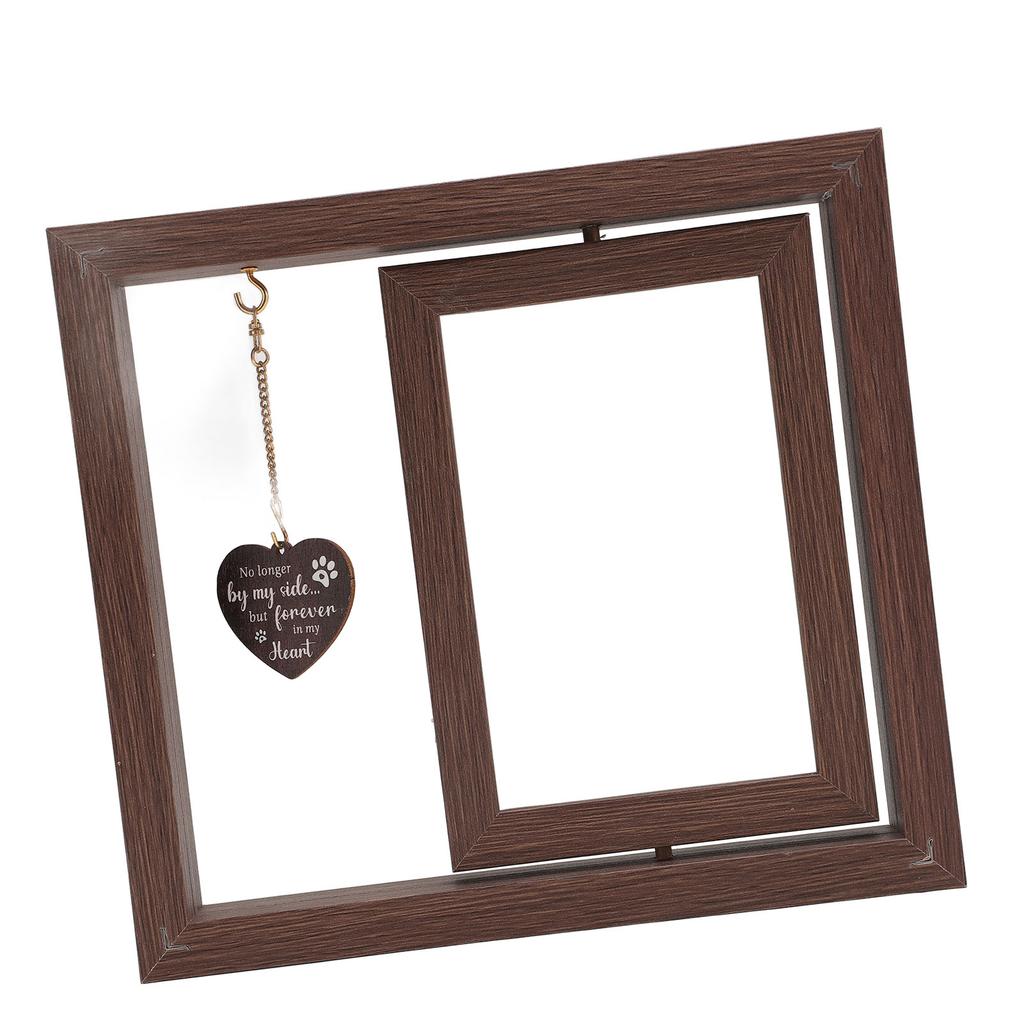 Dog Memorial Picture Frame 4x6 Rotating Cats Sympathy Gift Wooden Remembrance Photo Frame for Pet